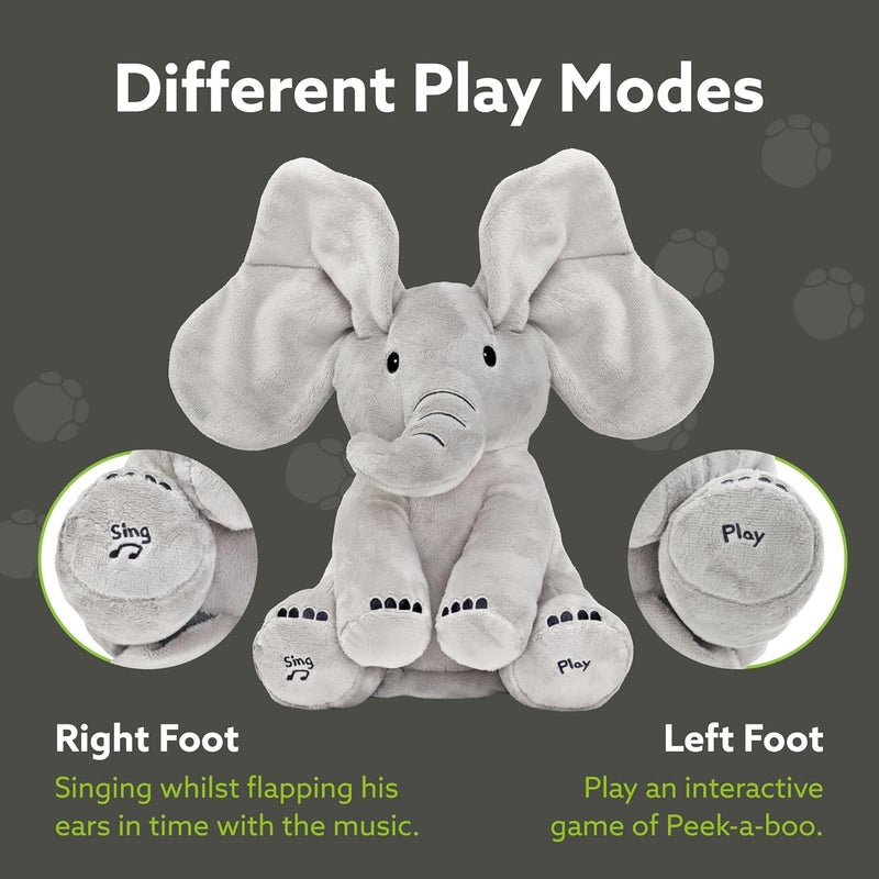 Tippi Peek a Boo Elephant Toy - Interactive Singing Elephant Teddy with Flapping Ears - for Newborn Baby Boys or Girls - Peekaboo Soft Toy for Babies 0-12 Months + - Image 5